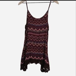 VTG Mossimo Boho Striped Cami Tank Top Burgundy Medium